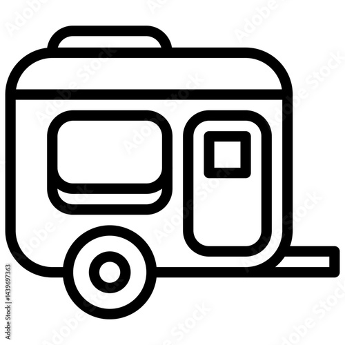 Camping trailer. Editable stroke vector icon.