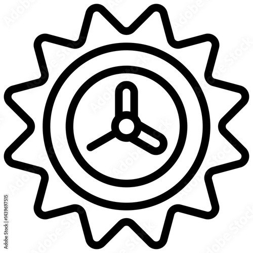 Peak sun hours. Editable stroke vector icon.