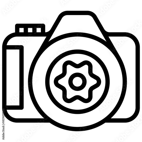 Photo camera. Editable stroke vector icon.