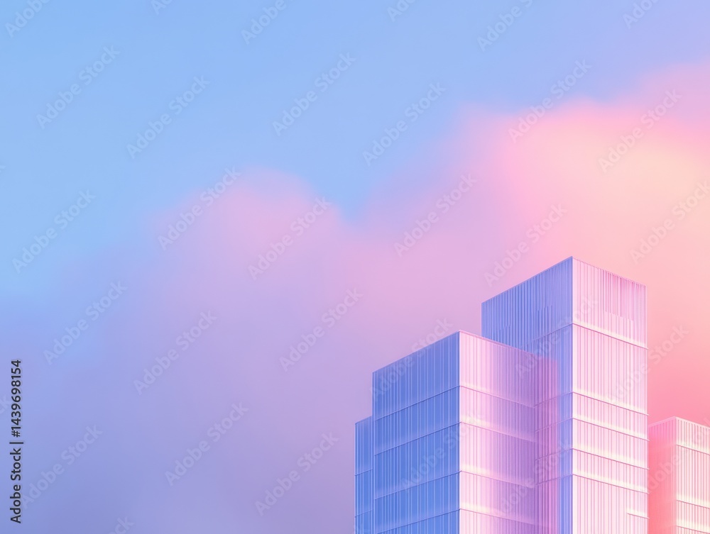 Modern building under pink sky Modern building under pink sky