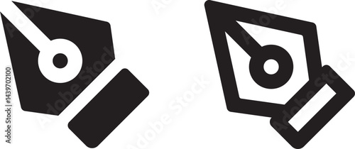 Pen tool icon, graphic designer vector icon, Black Fountain pen nib line icon set isolated on white background. Pen tool sign,  vector, illustration