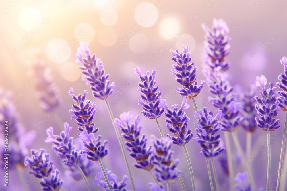 Fototapeta premium Lavender blossoms in soft sunlight.
