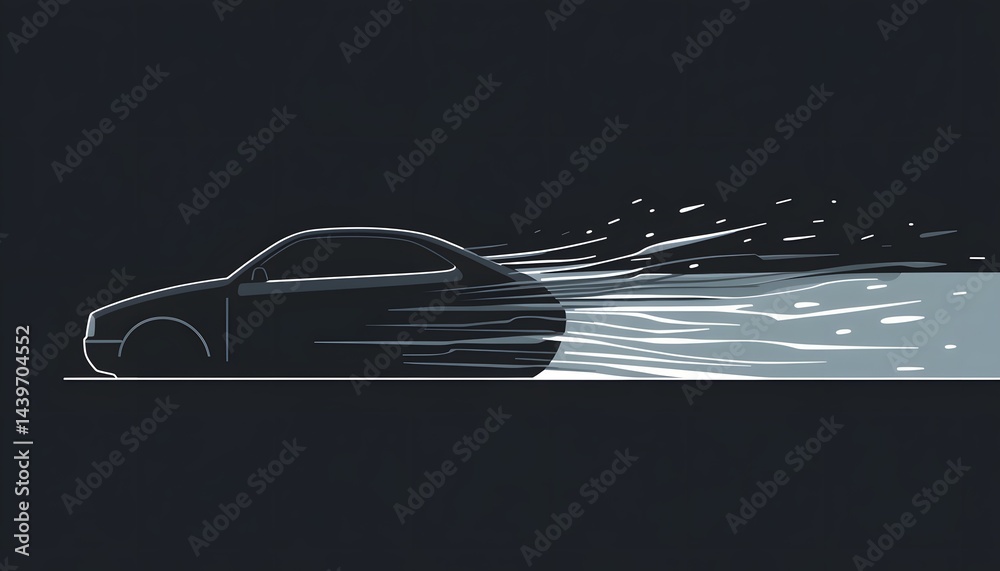 A Sleek Silhouette Depicts Motion And Speed Of A Car