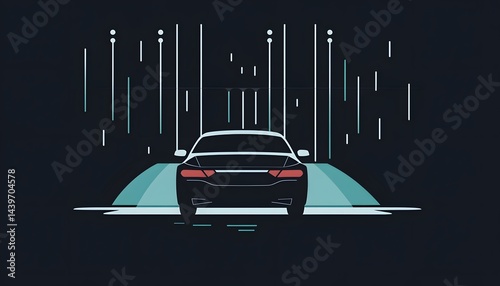 Obraz na płótnie A graphical depiction of a car with technology in use w salonie