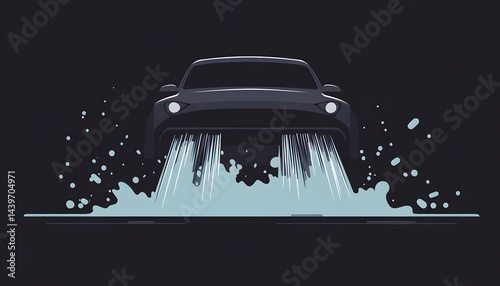 Obraz na płótnie A stylized car drives through water creating a dramatic splash w salonie