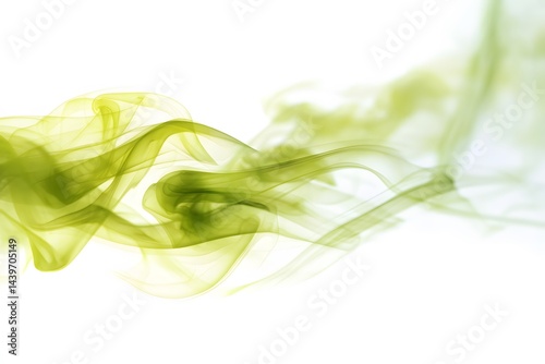 Luminous lime green smoke swirl effect studio setting abstract content artistic environment close-up view visual concept
