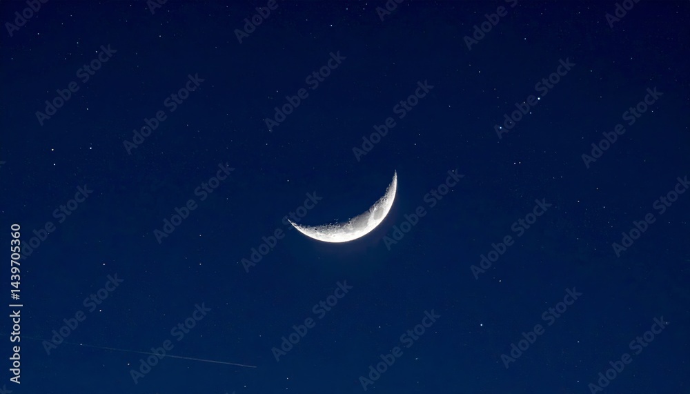 Naklejka premium Crescent Moon Night Sky Celestial Wonder Starry Night Astronomy