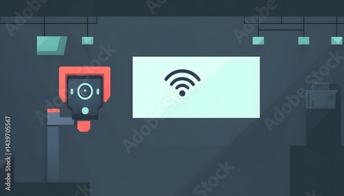 Obraz na płótnie Modern security system concept featuring a wireless internet symbol w salonie