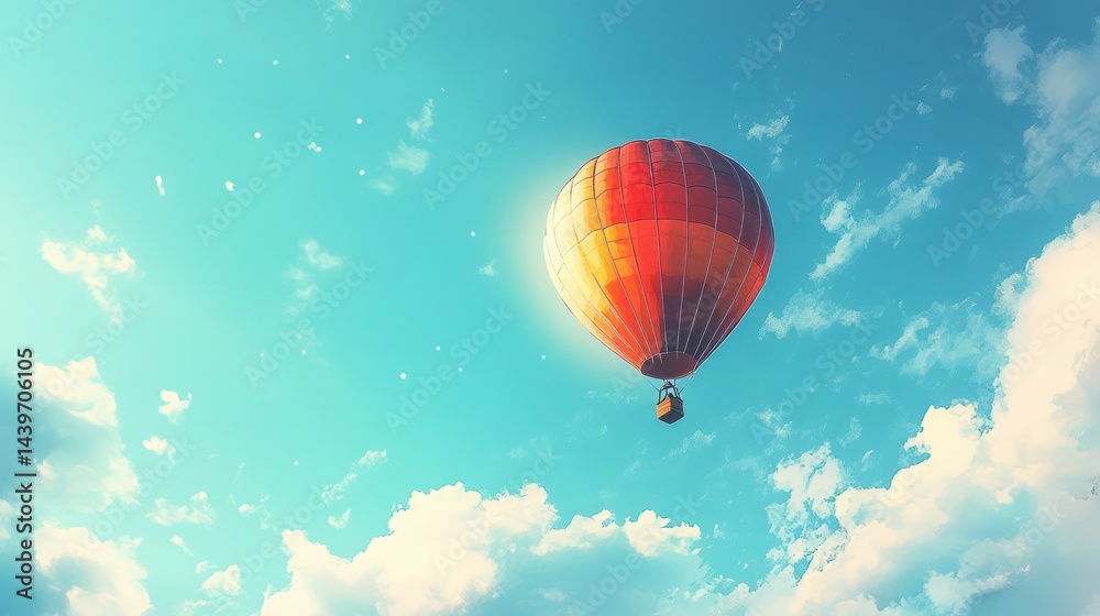 Naklejka premium Hot air balloon soaring through a vibrant sky