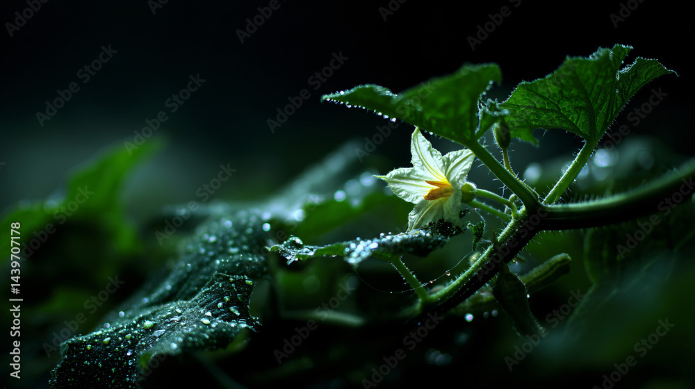 Cucumber plant with flower.