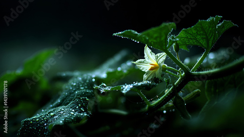 Obraz na płótnie Cucumber plant with flower. w salonie