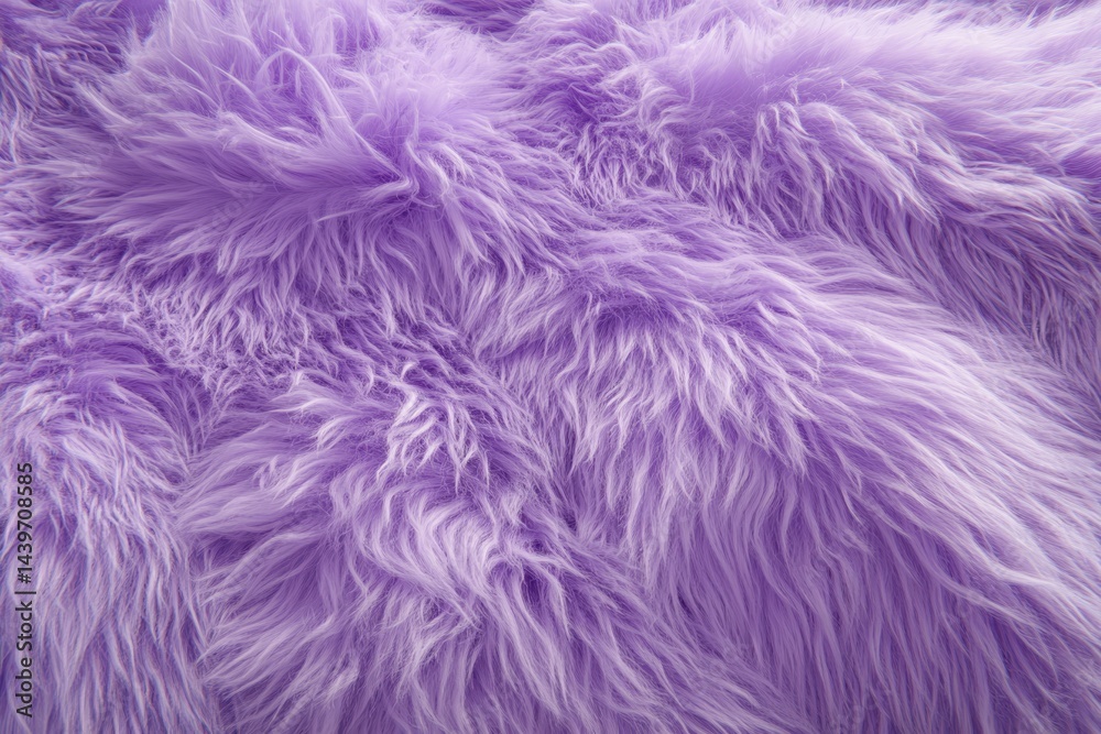 Close-up view of a soft, purple faux fur texture. Close-up view of a soft, purple faux fur texture.
