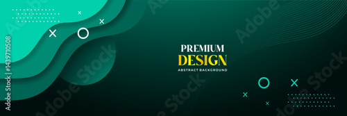 Obraz na płótnie Premium Abstract Green Wave Background with Modern Minimalist Elements w salonie