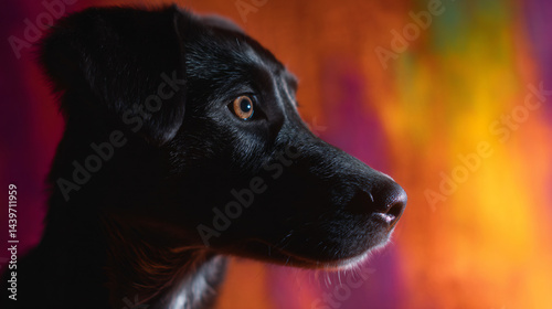Obraz na płótnie Curious dog portrait on colorful background w salonie