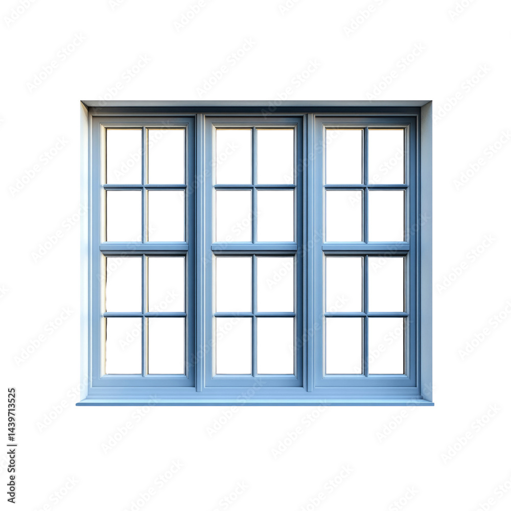 Fototapeta premium Triple Pane Window with Traditional Design, Architectural Element, 3D Render