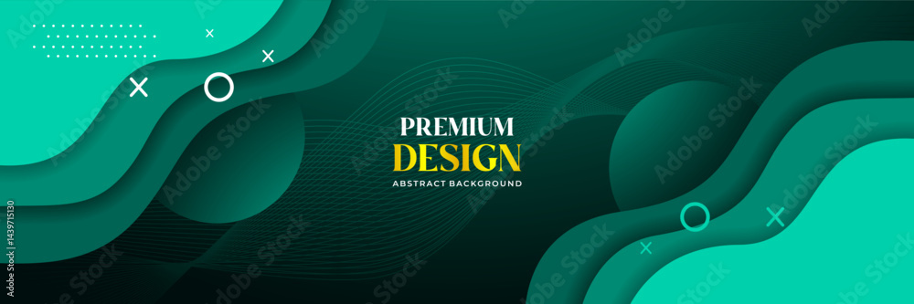 Premium Abstract Green Wave Background with Modern Minimalist Elements