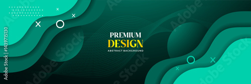 Premium Abstract Green Wave Background with Modern Minimalist Elements