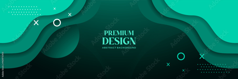 Premium Abstract Green Wave Background with Modern Minimalist Elements