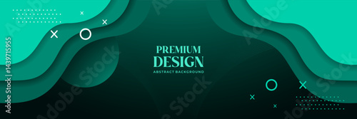 Obraz na płótnie Premium Abstract Green Wave Background with Modern Minimalist Elements w salonie