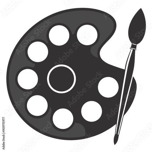 Artist's Paint Palette and Brush Icon  Creative Symbol