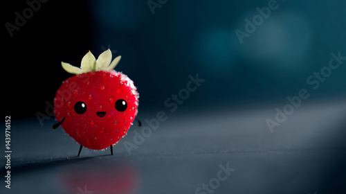 Obraz na płótnie Cute happy Cartoon Strawberry Character drawn With Expressive Face w salonie