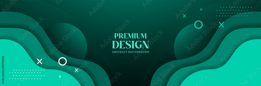 Premium Abstract Green Wave Background with Modern Minimalist Elements