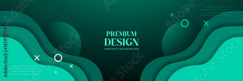 Obraz na płótnie Premium Abstract Green Wave Background with Modern Minimalist Elements w salonie