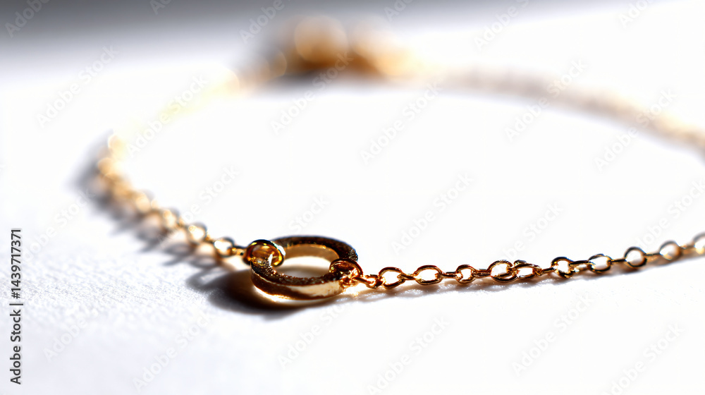 Dainty chain bracelet with a tiny circular charm, isolated on a white background.