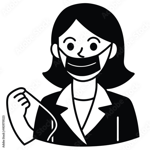 cartoon female doctor smiling through her surgical mask