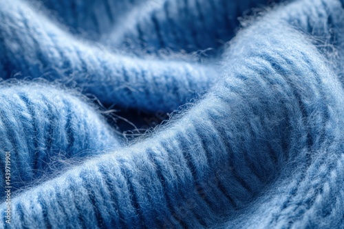Blue woolen soft fabric background