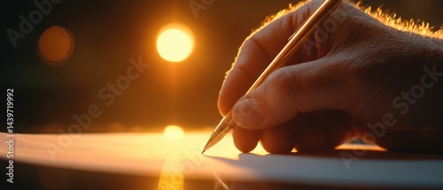 Hand writing on paper with pen