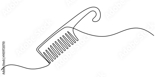 Hair Care continuous line drawing with color shapes, One Continuous Line Drawing of Hair Comb Icon. Single Line Vector Illustration, Hair Comb continuous line art, Hair combs one line continuous draw.