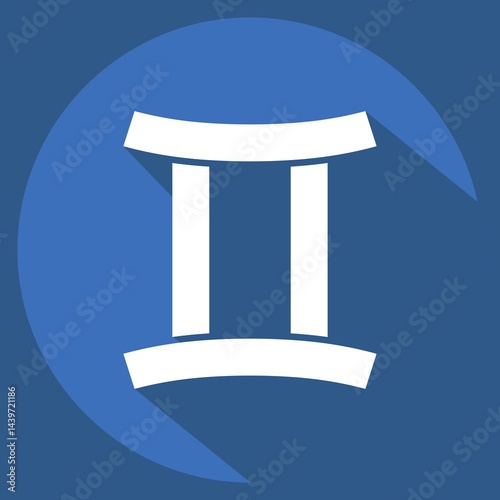 Icon Gemini. related to Astrology symbol. long shadow style. design editable