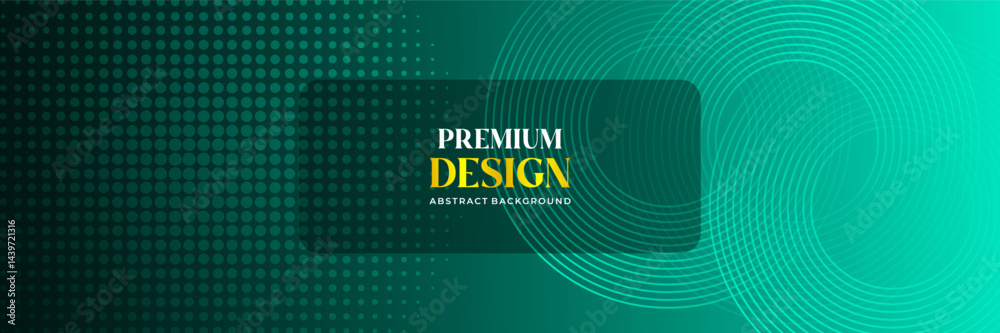 Modern Abstract Green Circular Lines and Dotted Halftone Background