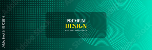 Modern Abstract Green Circular Lines and Dotted Halftone Background