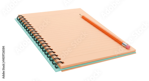 Isolated Spiral Notebook with a Pencil