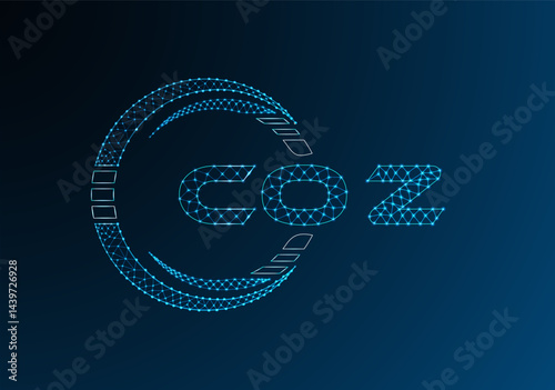 COZ low poly letter logo vector design. COZ lower poly logo design.