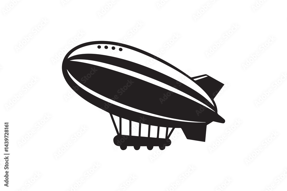 Fototapeta premium simple and unobtrusive Airship vector silhouette illustration isolated in white background