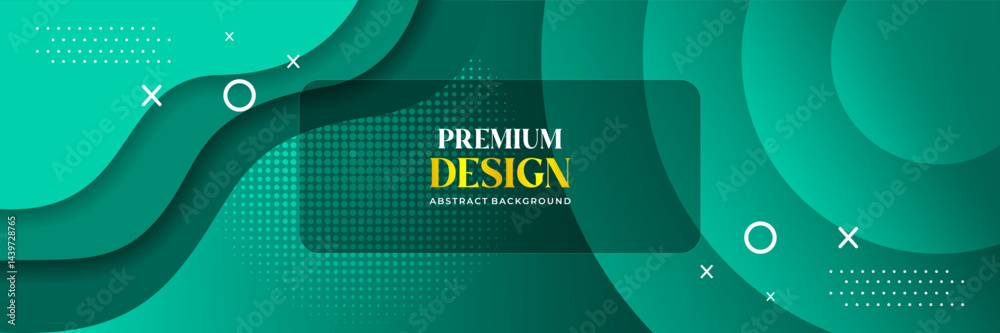 Premium Abstract Green Wave and Dotted Halftone Background Design