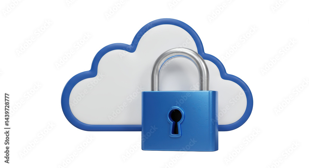 Isolated Cloud with Padlock Symbolizing Cloud Security Isolated Cloud with Padlock Symbolizing Cloud Security