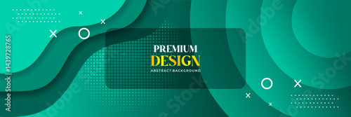 Obraz na płótnie Premium Abstract Green Wave and Dotted Halftone Background Design w salonie