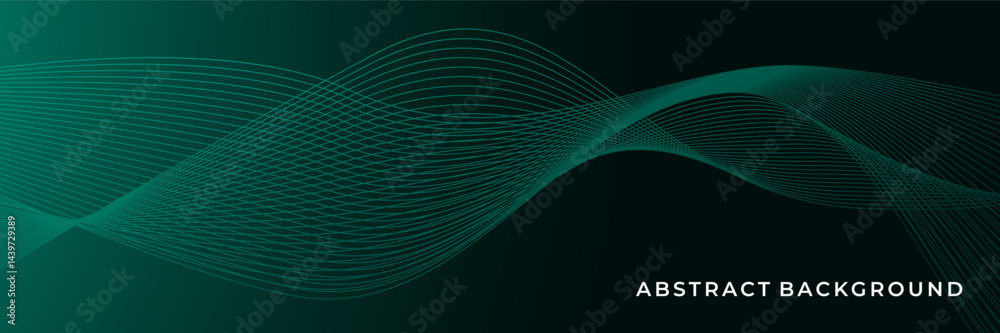 Minimal Elegant Green Line Wave Abstract Background