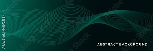Obraz na płótnie Minimal Elegant Green Line Wave Abstract Background w salonie