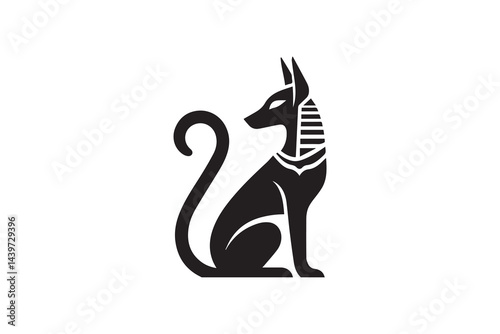 simple and unobtrusive Anubis vector silhouette illustration isolated in white background