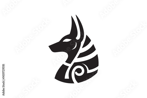 simple and unobtrusive Anubis vector silhouette illustration isolated in white background