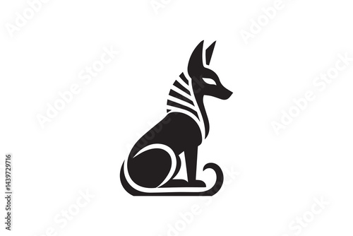 simple and unobtrusive Anubis vector silhouette illustration isolated in white background