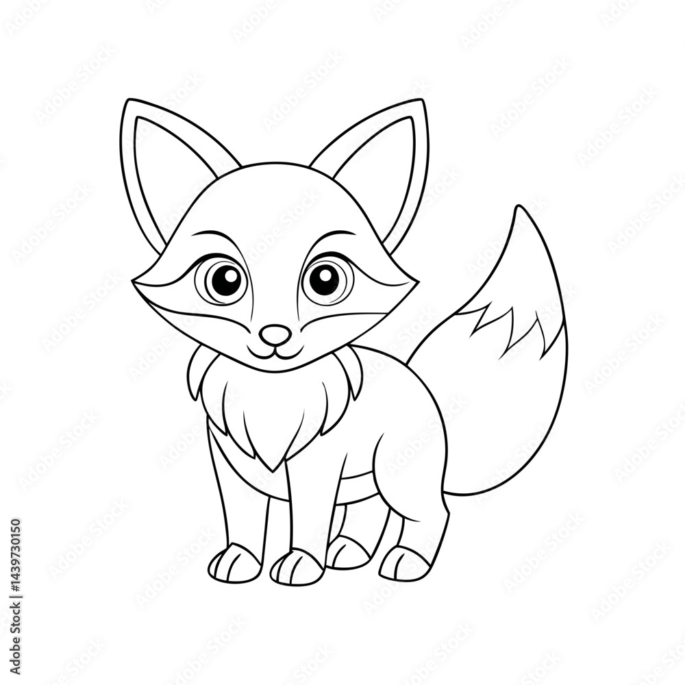 Obraz premium Simple Outline of a Fox Coloring Page