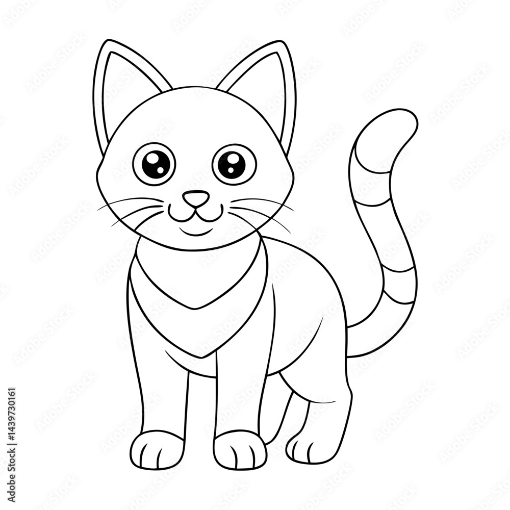 Obraz premium Simple Outline of a Cat Coloring Page