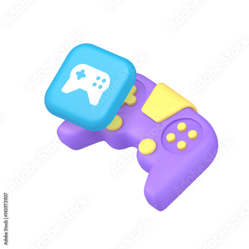 Esport cyber video game joystick gamepad entertainment 3d icon realistic vector illustration. Digital gaming controller console virtual reality technology remote device modern wireless player