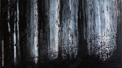 Obraz na płótnie Dark, textured abstract painting with vertical lines and marks w salonie